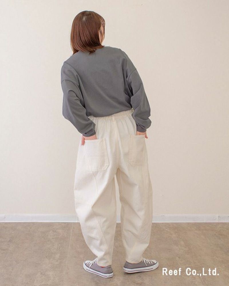 定番人気 デニムボールパンツ ゆったりシルエット ウエストゴム 調整紐付き オールシーズン対応 大人カジュアル