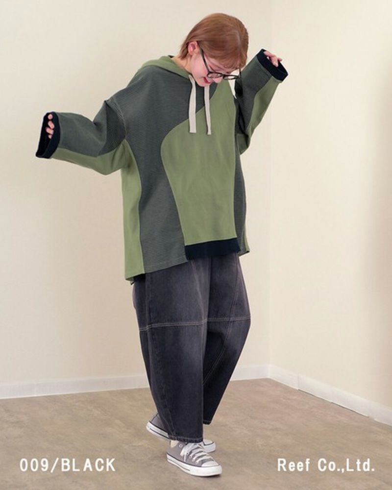 定番人気 デニムボールパンツ ゆったりシルエット ウエストゴム 調整紐付き オールシーズン対応 大人カジュアル