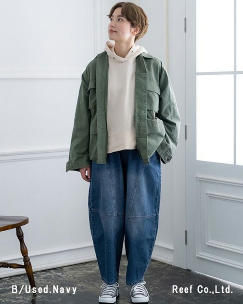 定番人気 デニムボールパンツ ゆったりシルエット ウエストゴム 調整紐付き オールシーズン対応 大人カジュアル