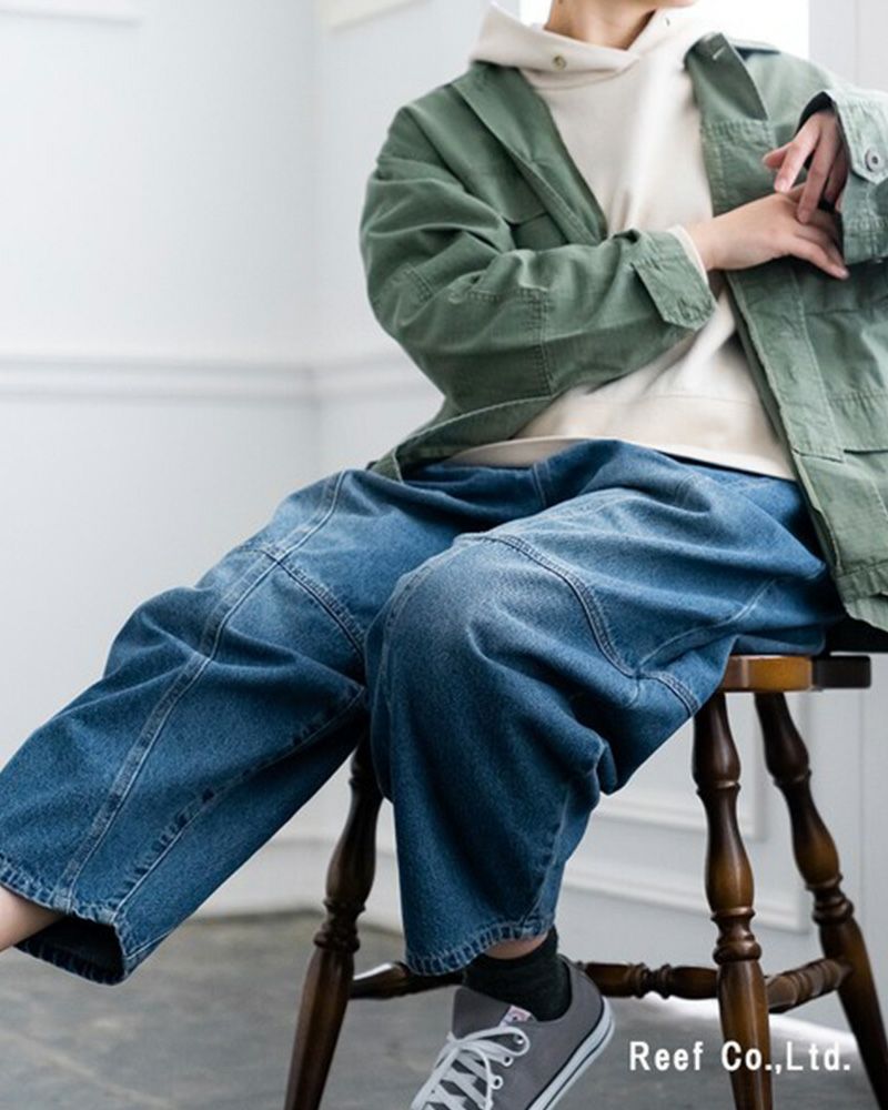 定番人気 デニムボールパンツ ゆったりシルエット ウエストゴム 調整紐付き オールシーズン対応 大人カジュアル