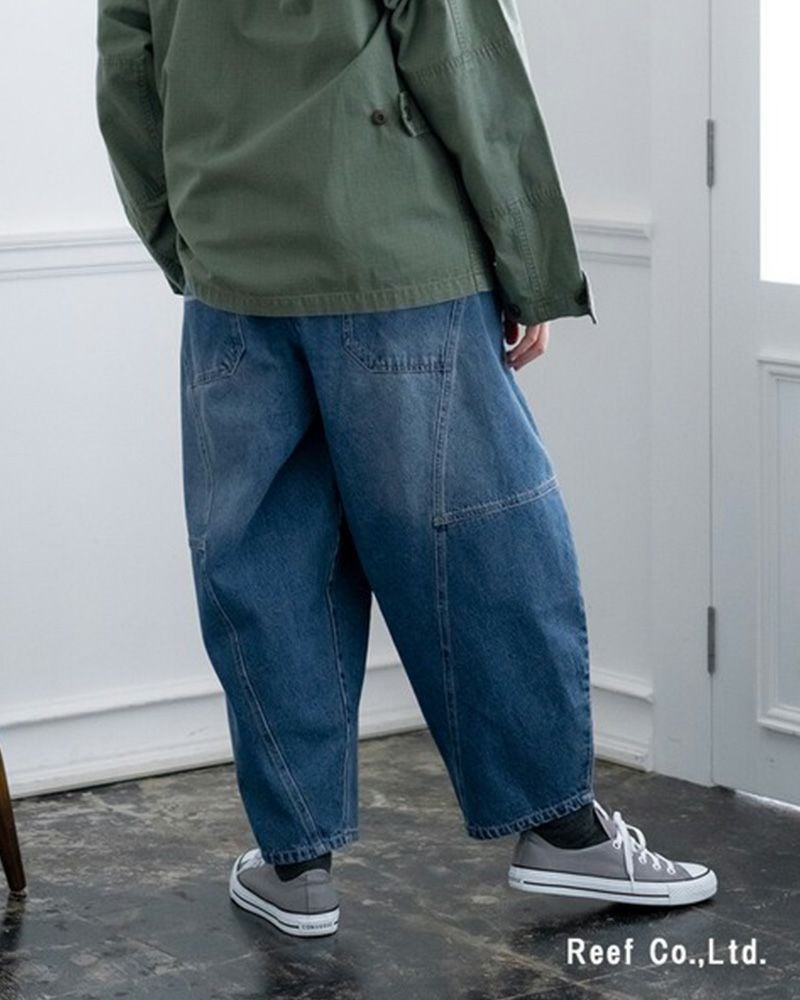 定番人気 デニムボールパンツ ゆったりシルエット ウエストゴム 調整紐付き オールシーズン対応 大人カジュアル