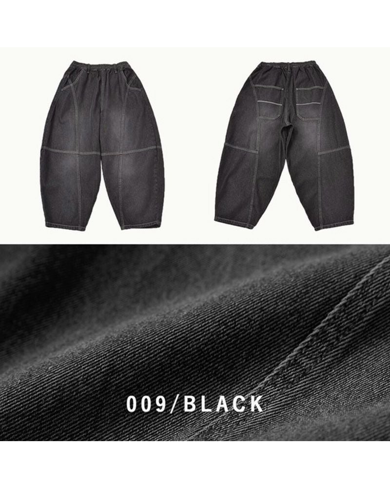 定番人気 デニムボールパンツ ゆったりシルエット ウエストゴム 調整紐付き オールシーズン対応 大人カジュアル