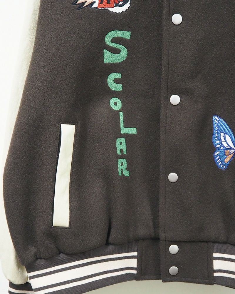 ScoLar スカラー 異素材MIX刺繍スタジャン ＆Vogue限定カラー ブラウン