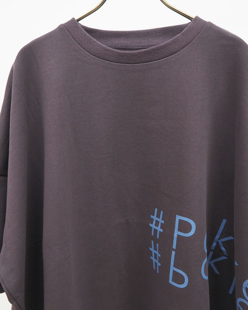 #Pokke ポッケ 裏毛スクエアプルオーバー 七分袖 ビッグロゴ ゆったりシルエット レディース メンズ兼用 秋コーデ