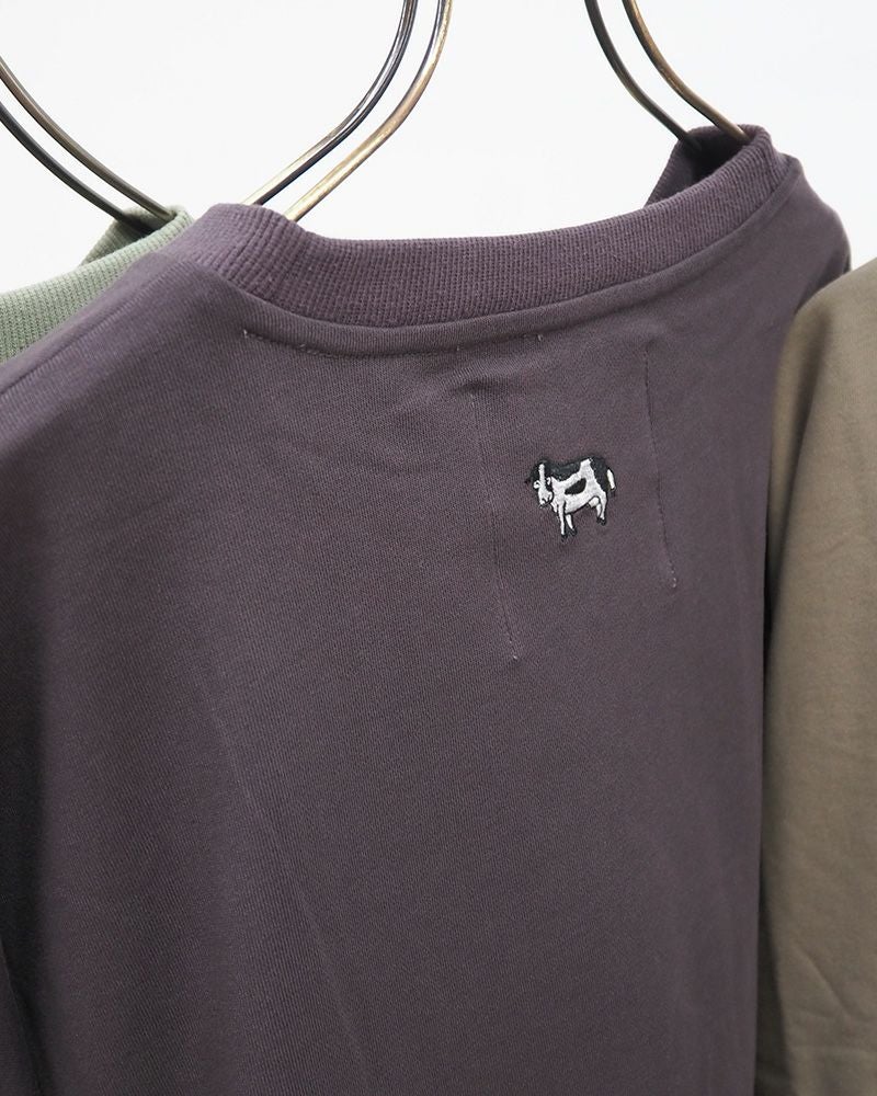 #Pokke ポッケ 裏毛スクエアプルオーバー 七分袖 ビッグロゴ ゆったりシルエット レディース メンズ兼用 秋コーデ