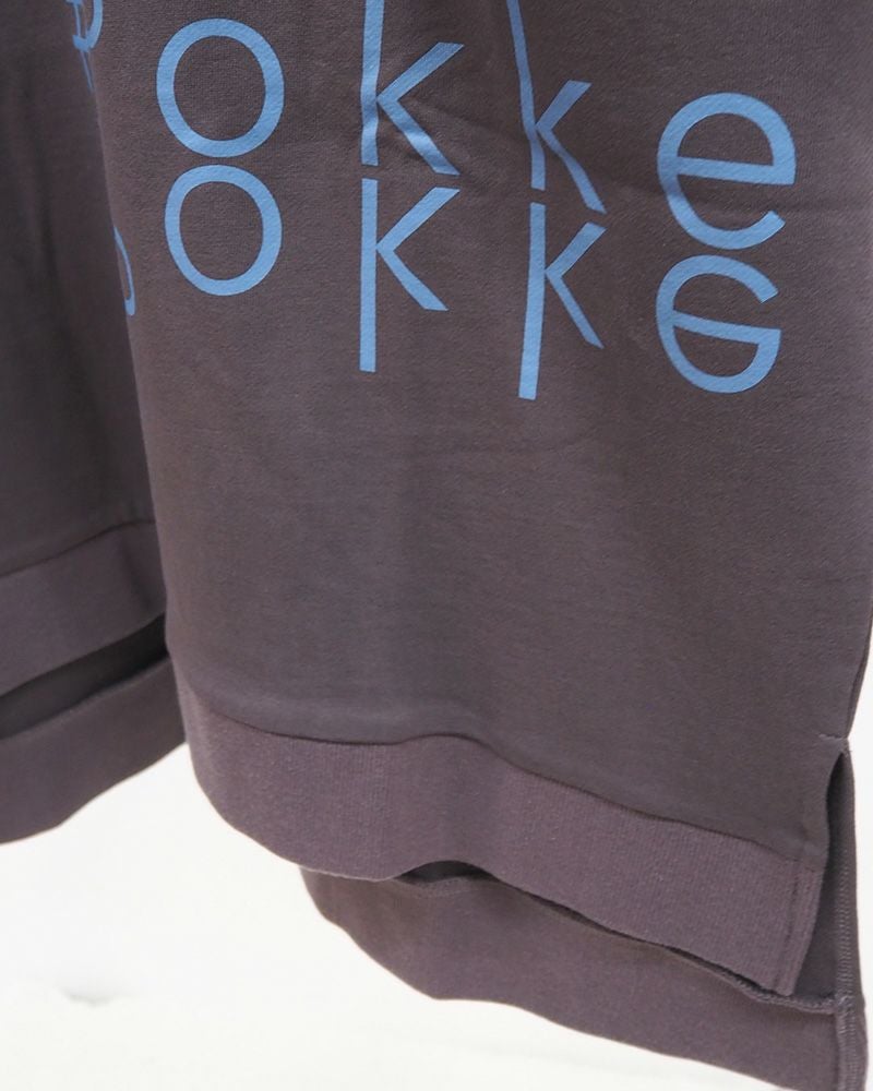 #Pokke ポッケ 裏毛スクエアプルオーバー 七分袖 ビッグロゴ ゆったりシルエット レディース メンズ兼用 秋コーデ
