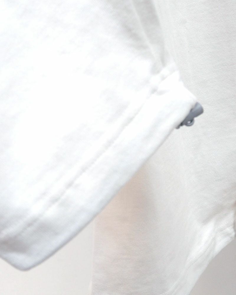 Pokke++ ポッケプラスプラス スピンドルTEE 前開きジップ ビッグシルエット ユニセックス Tシャツ 綿100％ モノトーン 3色展開