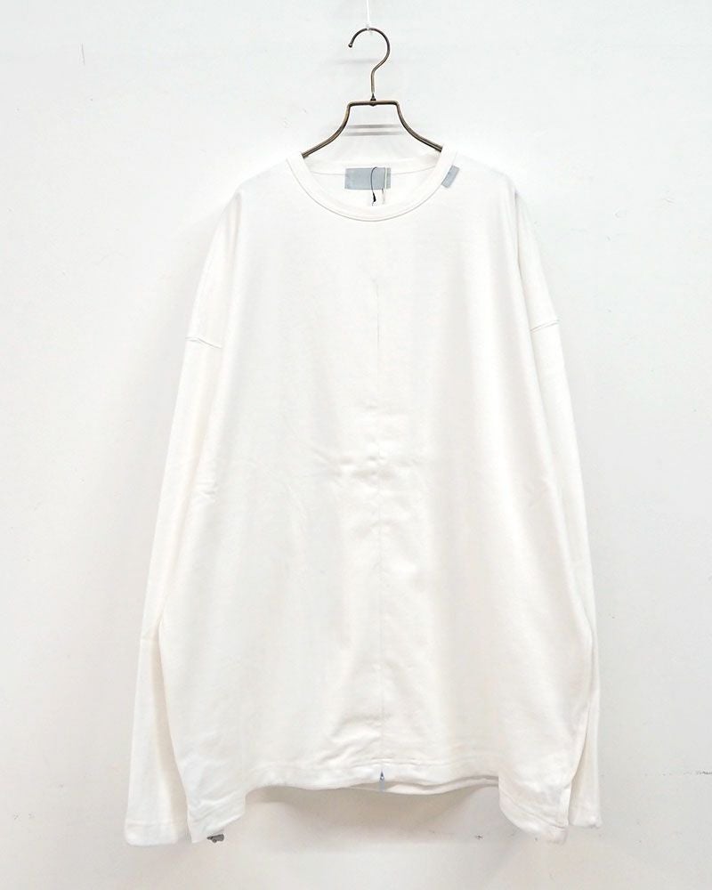 Pokke++ ポッケプラスプラス スピンドルTEE 前開きジップ ビッグシルエット ユニセックス Tシャツ 綿100％ モノトーン 3色展開