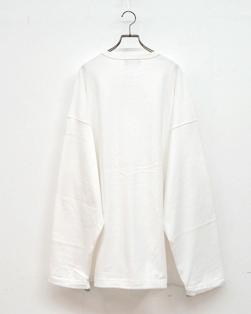 Pokke++ ポッケプラスプラス スピンドルTEE 前開きジップ ビッグシルエット ユニセックス Tシャツ 綿100％ モノトーン 3色展開