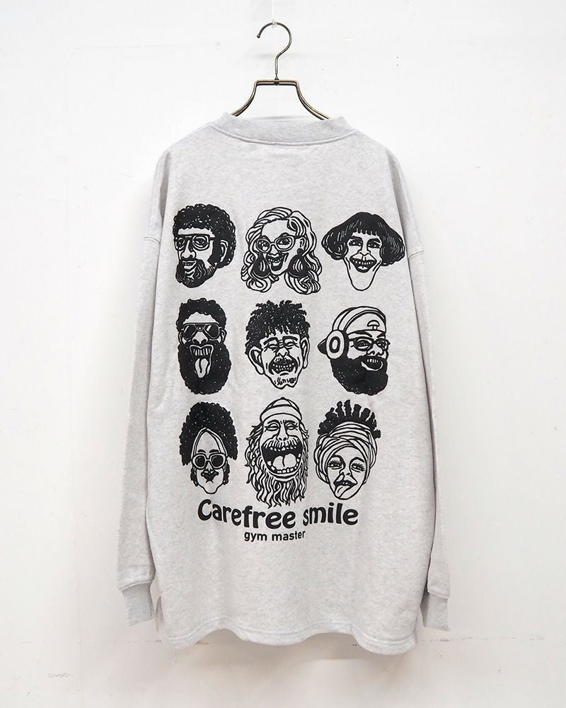 gym master ジムマスター carefree smile スウェットビッグTEE スマイルプリント ビッグシルエット 裏毛Tシャツ カジュアル