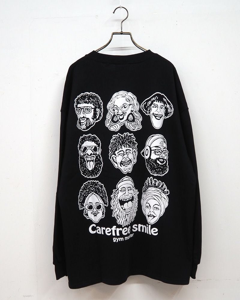 gym master ジムマスター carefree smile スウェットビッグTEE スマイルプリント ビッグシルエット 裏毛Tシャツ カジュアル