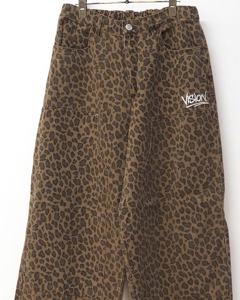 VISION STREET WEAR ワイドパンツ ダブルニー イージーパンツ ストリート ユニセックス ワイドシルエット 裾ドローコード リラックスフィット オーバーサイズ パンツ