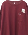 猫刺繍 裏毛 スウェット プルオーバー レディース 大人カジュアル ポケット刺繍 バックシャン トレーナー ナチュラル 秋冬 春