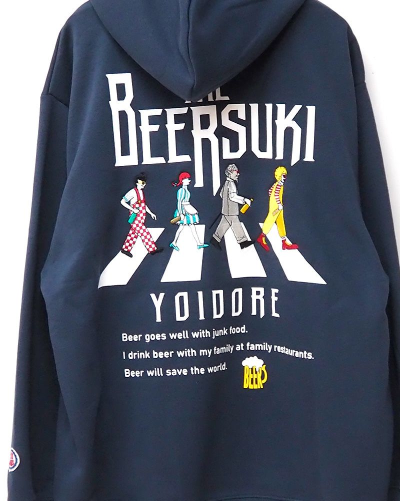 YOIDORE 酔いどれ　ヨイドレ BEER パーカー スウェット バックグラフィック ビール ジョッキ プリント 酒好き カジュアル ユニセックス トップス