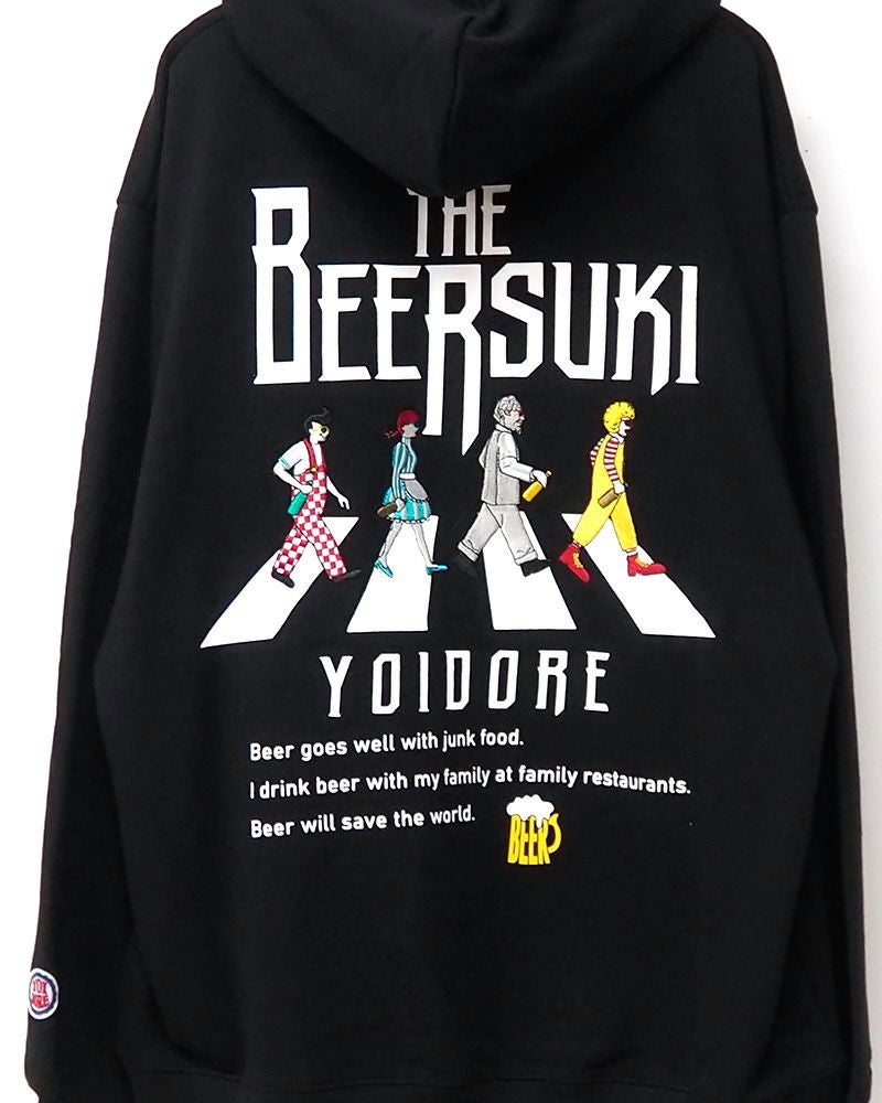 YOIDORE 酔いどれ　ヨイドレ BEER パーカー スウェット バックグラフィック ビール ジョッキ プリント 酒好き カジュアル ユニセックス トップス