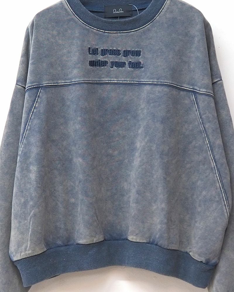 limiless ケミカル加工ロゴ刺繍入りプルオーバー