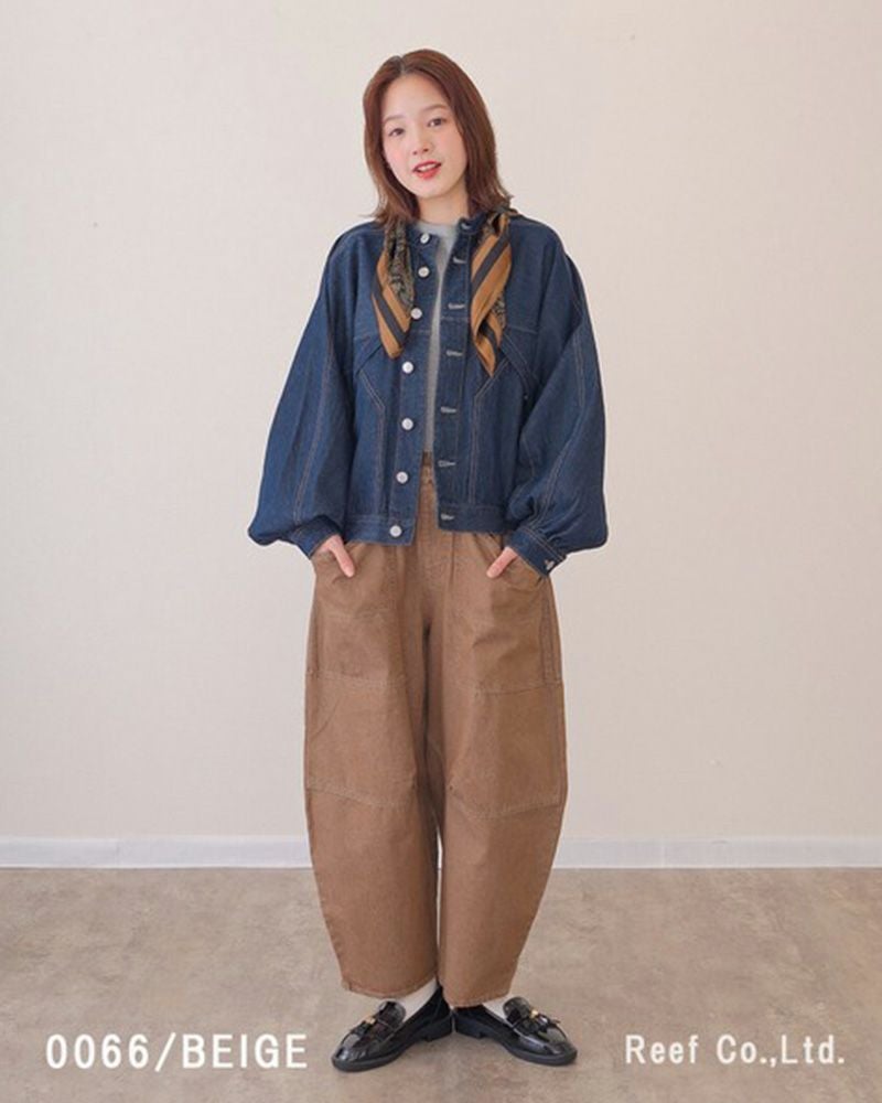 mililopiulu ミリロピュール BIGポケット デニム ボールパンツ レディース ワイド オーバーサイズ カジュアル パンツ