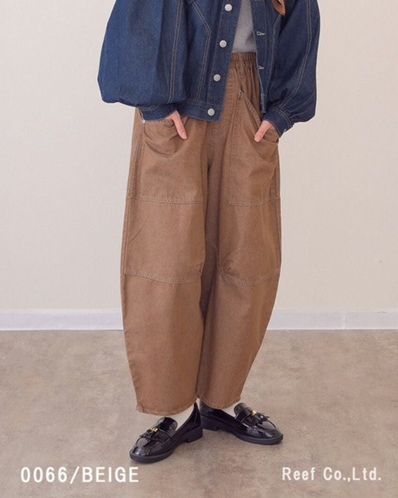 mililopiulu ミリロピュール BIGポケット デニム ボールパンツ レディース ワイド オーバーサイズ カジュアル パンツ