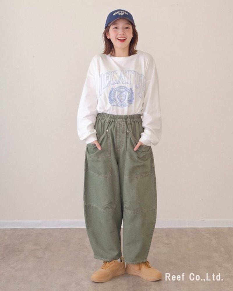 mililopiulu ミリロピュール BIGポケット デニム ボールパンツ レディース ワイド オーバーサイズ カジュアル パンツ