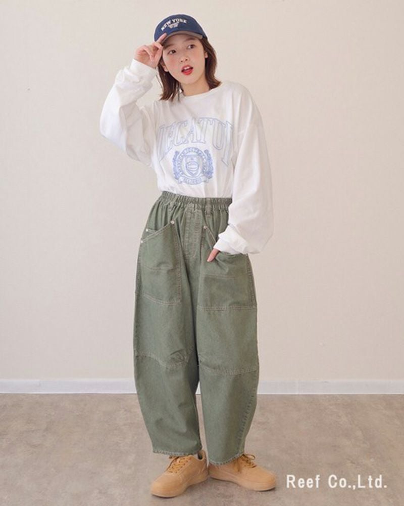 mililopiulu ミリロピュール BIGポケット デニム ボールパンツ レディース ワイド オーバーサイズ カジュアル パンツ