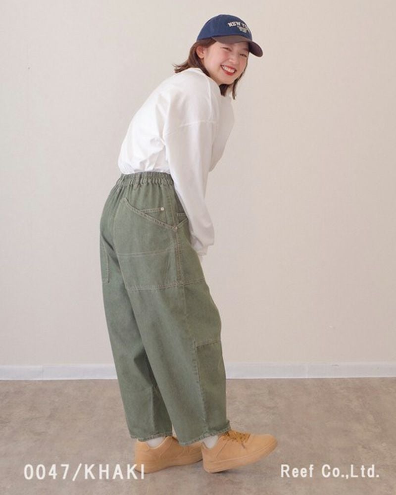 mililopiulu ミリロピュール BIGポケット デニム ボールパンツ レディース ワイド オーバーサイズ カジュアル パンツ