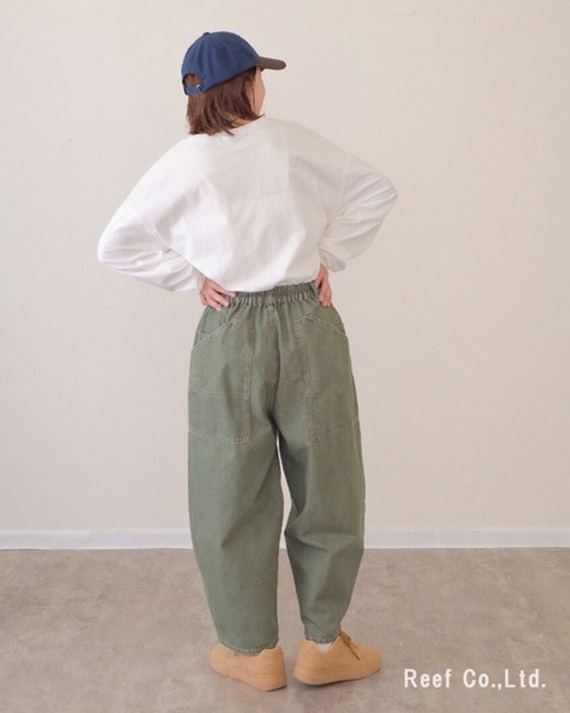 mililopiulu ミリロピュール BIGポケット デニム ボールパンツ レディース ワイド オーバーサイズ カジュアル パンツ