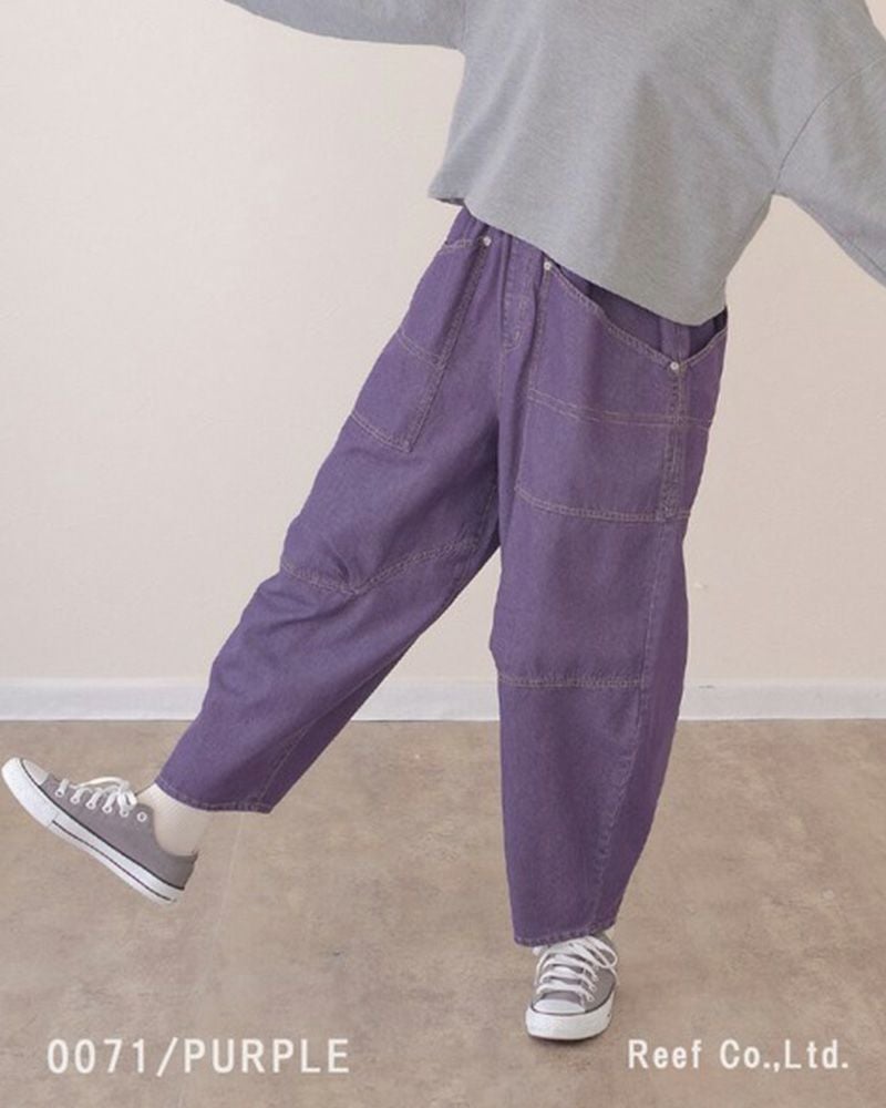 mililopiulu ミリロピュール BIGポケット デニム ボールパンツ レディース ワイド オーバーサイズ カジュアル パンツ