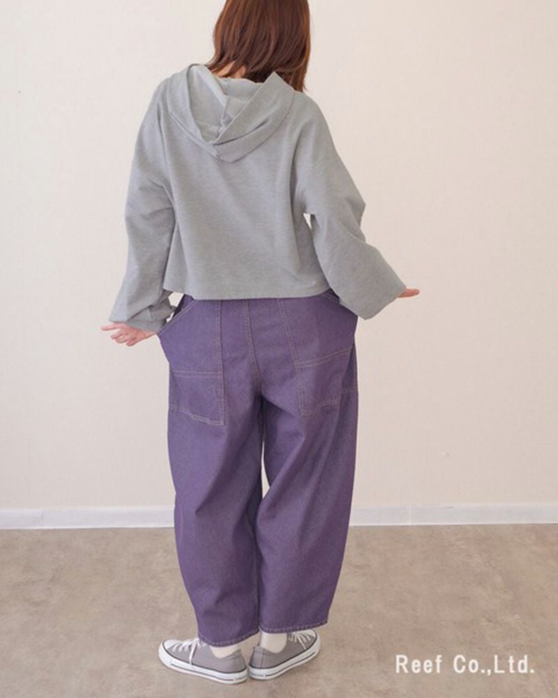 mililopiulu ミリロピュール BIGポケット デニム ボールパンツ レディース ワイド オーバーサイズ カジュアル パンツ