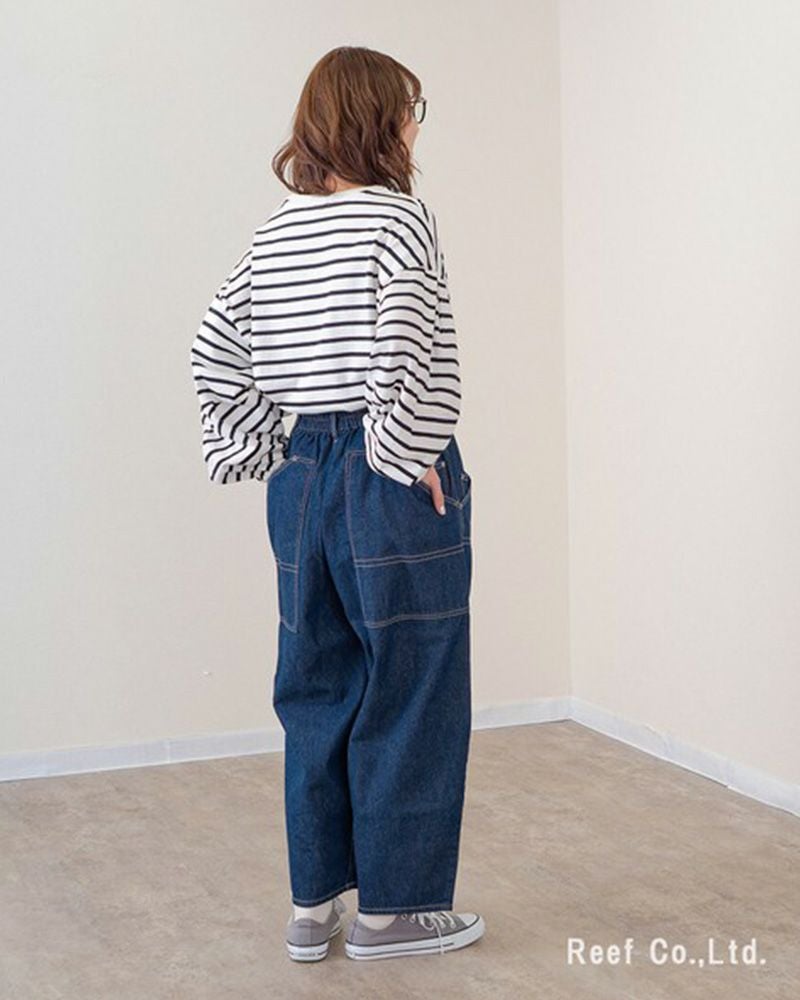 mililopiulu ミリロピュール BIGポケット デニム ボールパンツ レディース ワイド オーバーサイズ カジュアル パンツ