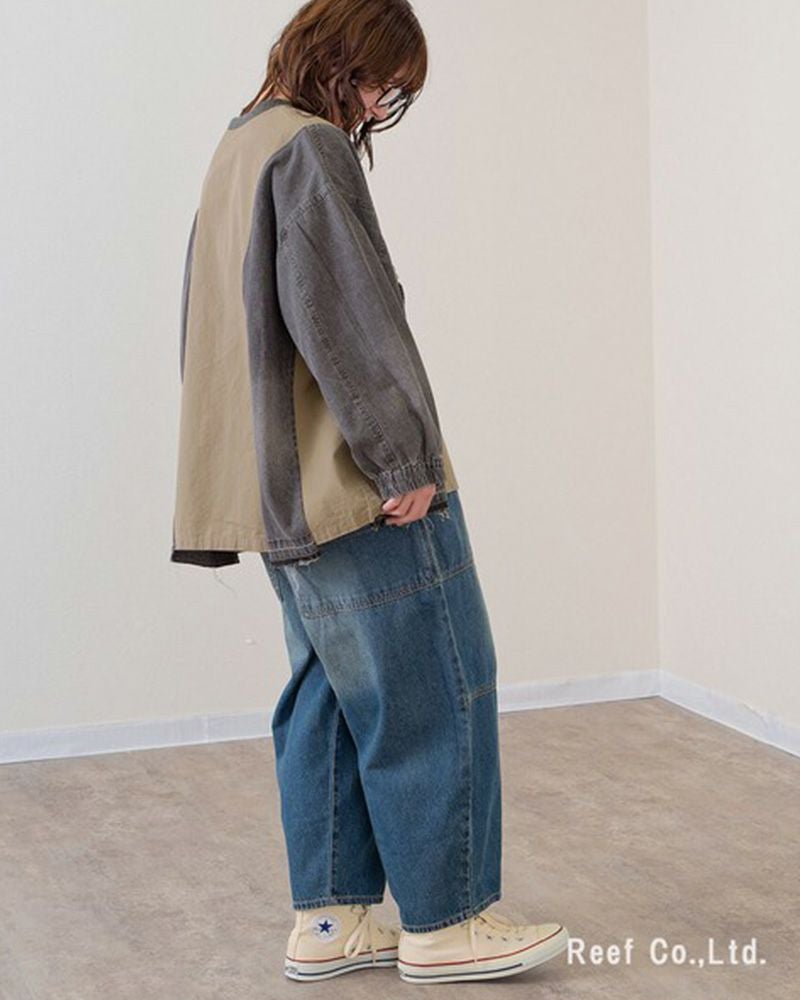 mililopiulu ミリロピュール BIGポケット デニム ボールパンツ レディース ワイド オーバーサイズ カジュアル パンツ