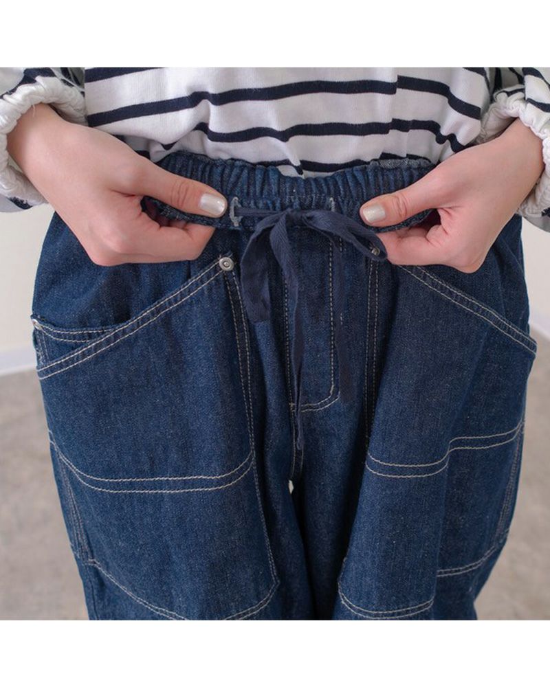 mililopiulu ミリロピュール BIGポケット デニム ボールパンツ レディース ワイド オーバーサイズ カジュアル パンツ