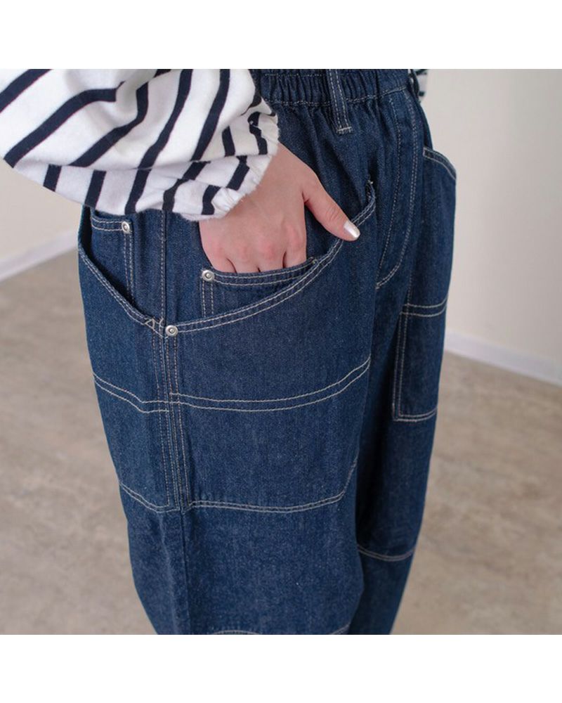 mililopiulu ミリロピュール BIGポケット デニム ボールパンツ レディース ワイド オーバーサイズ カジュアル パンツ