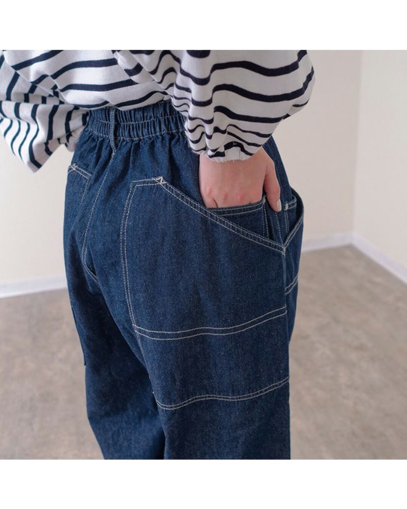 mililopiulu ミリロピュール BIGポケット デニム ボールパンツ レディース ワイド オーバーサイズ カジュアル パンツ