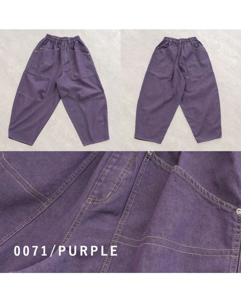 mililopiulu ミリロピュール BIGポケット デニム ボールパンツ レディース ワイド オーバーサイズ カジュアル パンツ