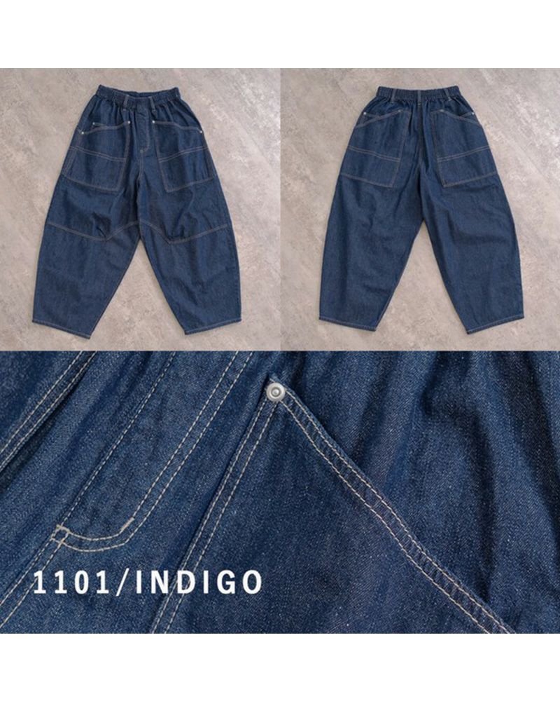 mililopiulu ミリロピュール BIGポケット デニム ボールパンツ レディース ワイド オーバーサイズ カジュアル パンツ