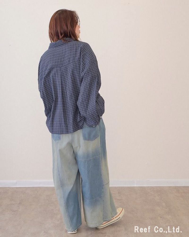 mililopiulu ミリロピュール グラデーションワイドデニムパンツ レディース デニム ワイドパンツ 総ゴム カジュアル