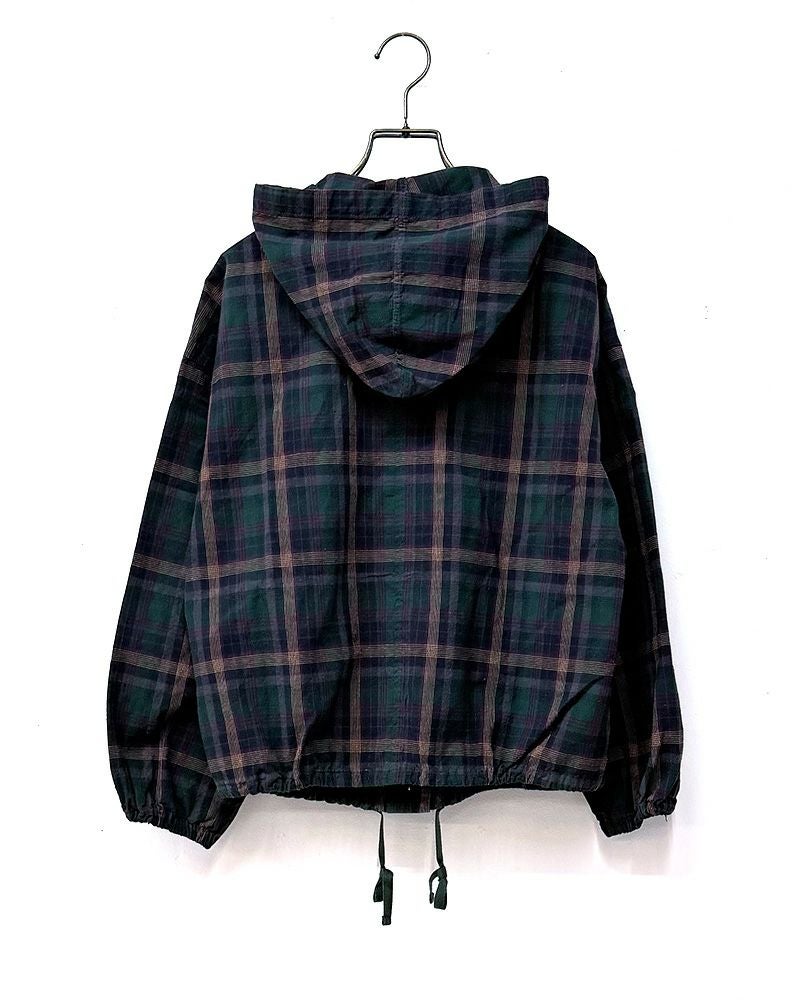 8Laboratory チェックシャツパーカー レディース フード付き チェック柄 ショート丈 ユーズド感 セットアップ対応 カジュアルトップス