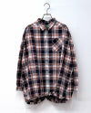 8Laboratory バルーンチェックシャツ 裾ゴム仕様 丸みのあるシルエット プルオーバー風デザイン 古着風チェック柄シャツ