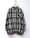 8Laboratory バルーンチェックシャツ 裾ゴム仕様 丸みのあるシルエット プルオーバー風デザイン 古着風チェック柄シャツ