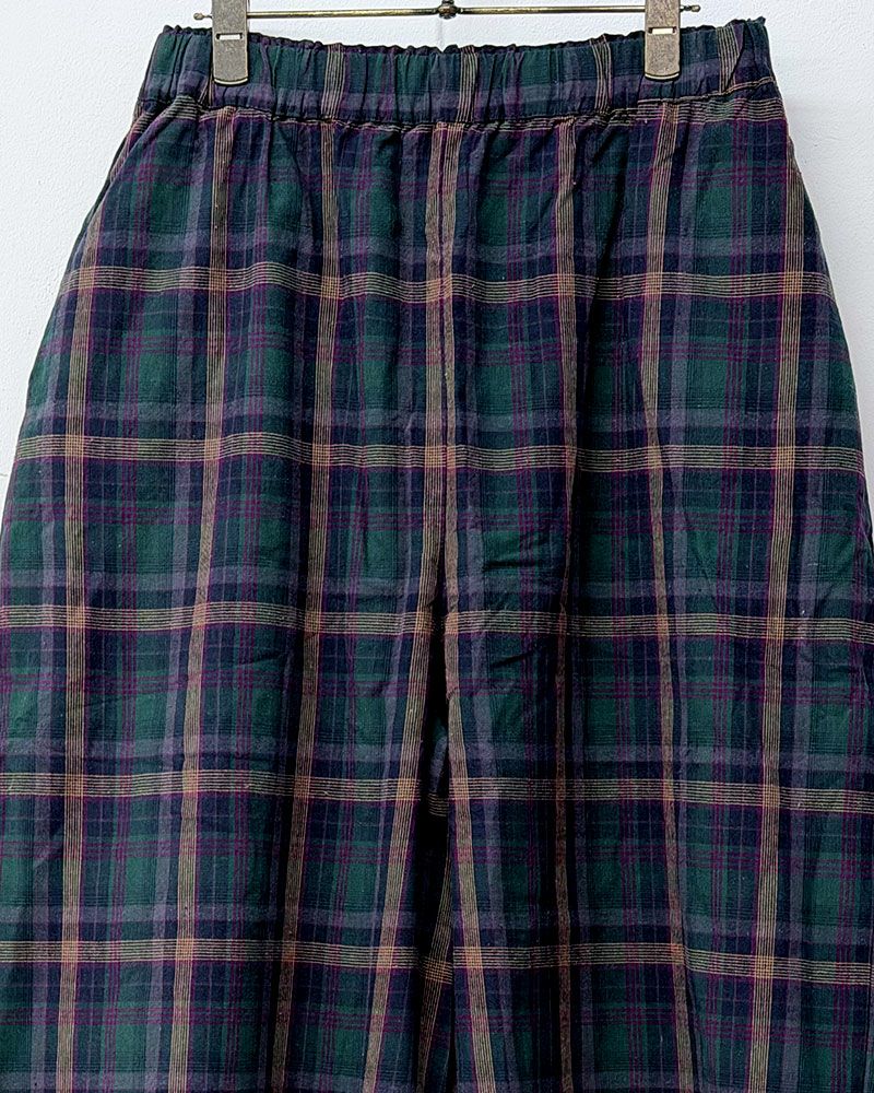 8Laboratory エイトラボラトリー チェックパンツ レディース ルーズパンツ ワイドパンツ 総ゴム カジュアル 古着風