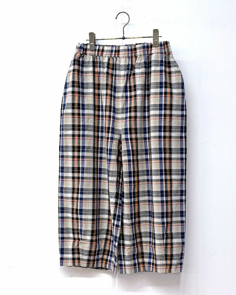 8Laboratory エイトラボラトリー チェックパンツ レディース ルーズパンツ ワイドパンツ 総ゴム カジュアル 古着風