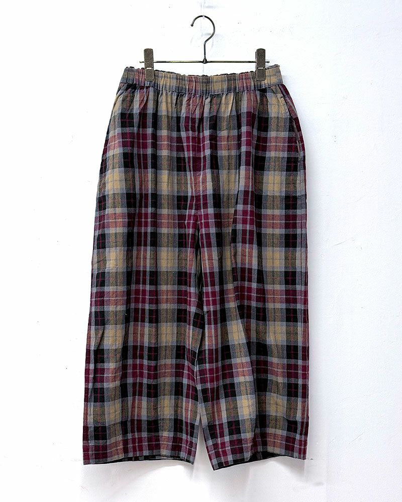 8Laboratory エイトラボラトリー チェックパンツ レディース ルーズパンツ ワイドパンツ 総ゴム カジュアル 古着風