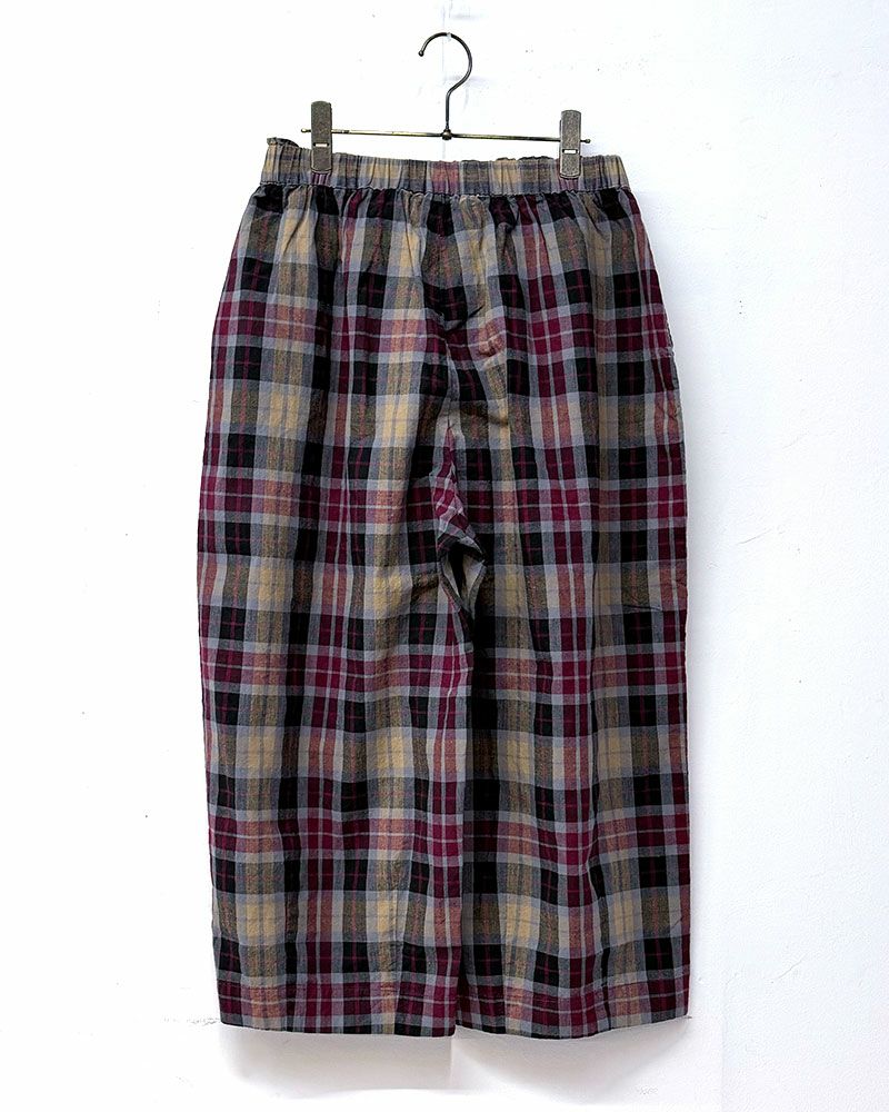 8Laboratory エイトラボラトリー チェックパンツ レディース ルーズパンツ ワイドパンツ 総ゴム カジュアル 古着風