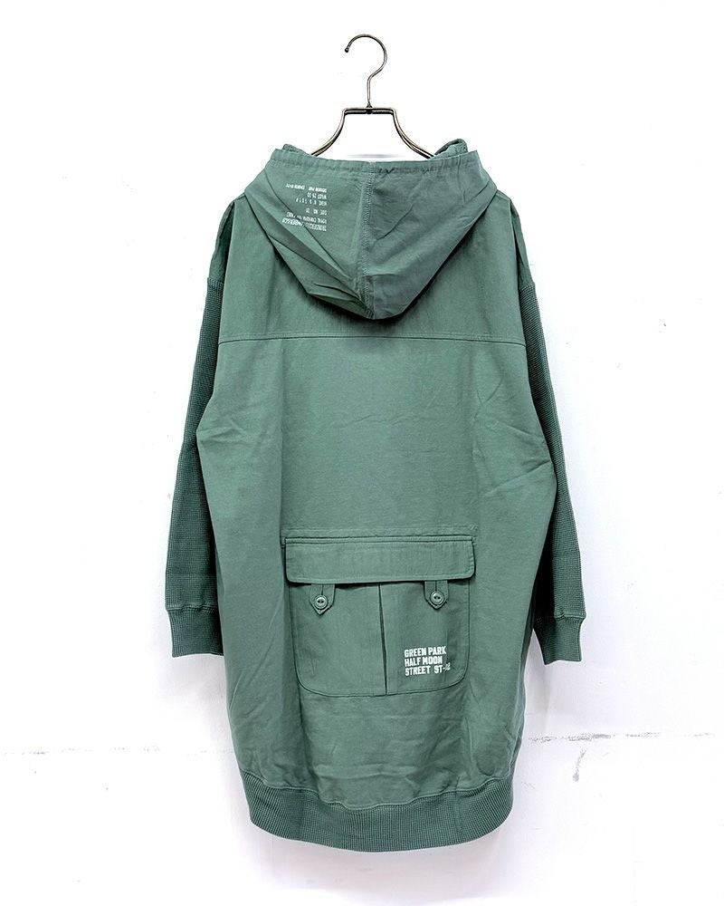 LIME.INC　ライムインク　クレイジーパターンフーディー　長袖　リメイク風デザイン　ピグメント加工　ヴィンテージ風　ビッグシルエット　ワイドパーカー　大人カジュアル