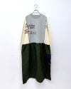 LIME.INC　天竺×ツイル切替ワンピース　長袖　異素材デザイン　ロング丈　ワイドシルエット　ナチュラルファッション　ワークスタイル　レディース　カジュアルウェア