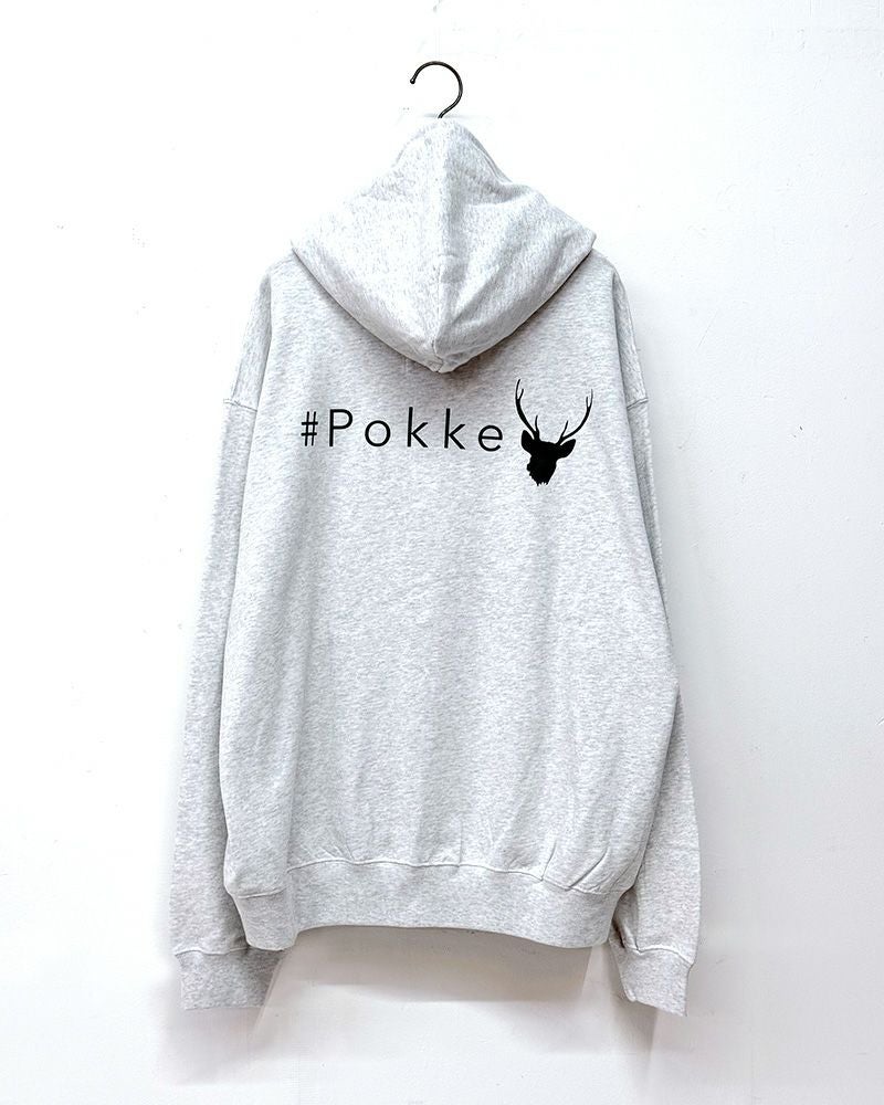 #Pokke　裏毛ケミカルZIPパーカー　長袖　フルジップ　ケミカルウォッシュ　ヴィンテージ風加工　ビッグシルエット