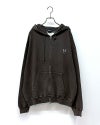 #Pokke　裏毛ケミカルZIPパーカー　長袖　フルジップ　ケミカルウォッシュ　ヴィンテージ風加工　ビッグシルエット