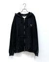 #Pokke　裏毛ケミカルZIPパーカー　長袖　フルジップ　ケミカルウォッシュ　ヴィンテージ風加工　ビッグシルエット