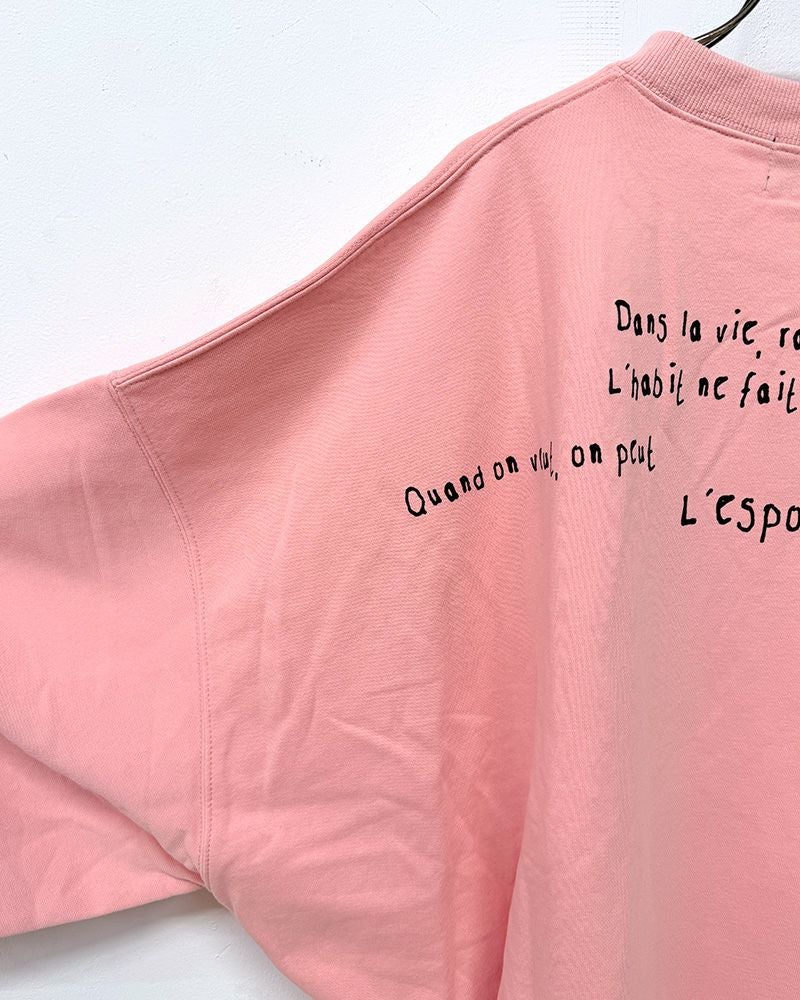 limiless スウェットプリントプルオーバー 手書きロゴ イラストデザイン 裾タック入り 丸みシルエット レディーススウェット