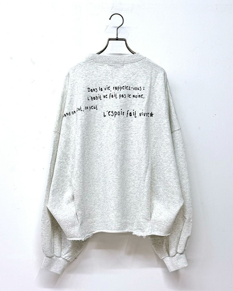 limiless スウェットプリントプルオーバー 手書きロゴ イラストデザイン 裾タック入り 丸みシルエット レディーススウェット